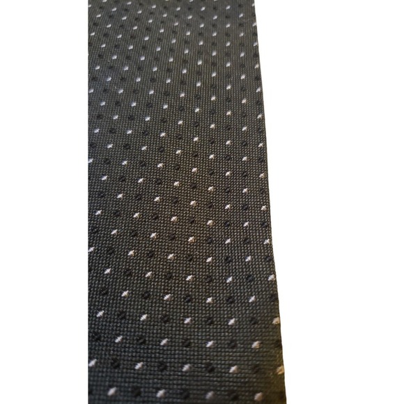 Banana Republic Mens Tie Necktie Dark Green White Micro Dot Silk Classic Length - Picture 2 of 12